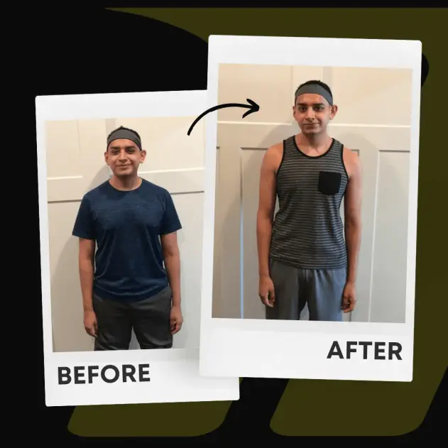 Jesus's before and after showing improved confidence and weight loss at Motive Training